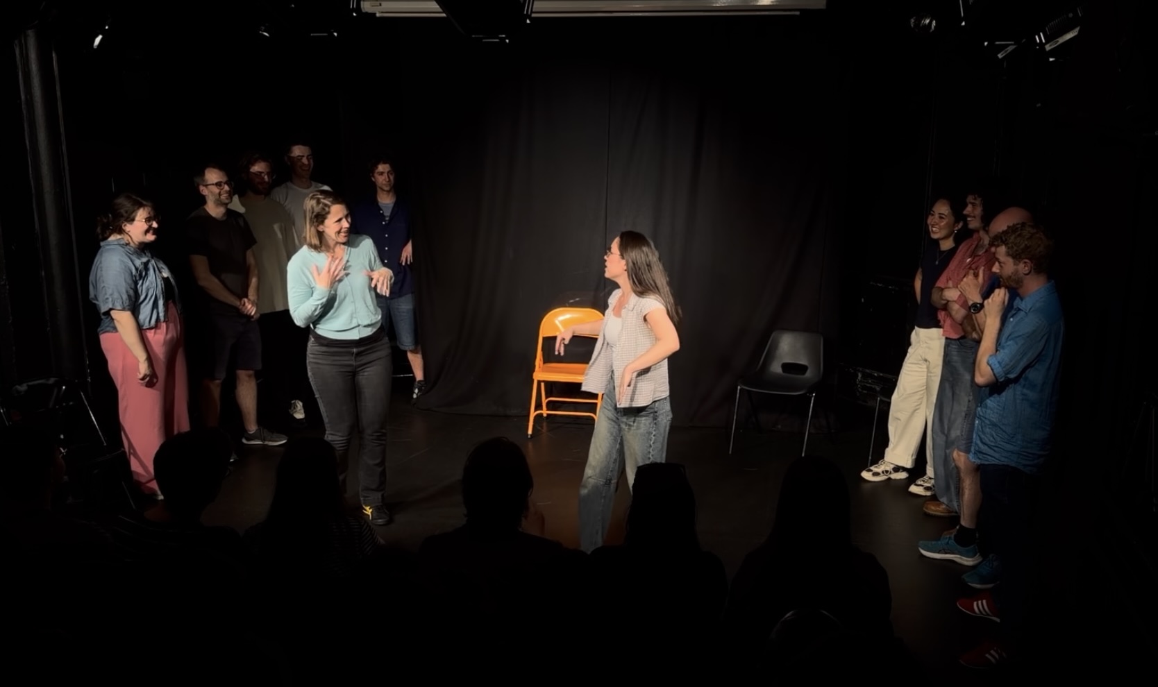 Laura mid-scene with a partner